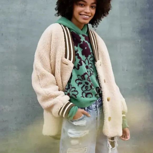 Free People Jackets & Blazers - Free People We the Free Sherpa Varsity Jacket